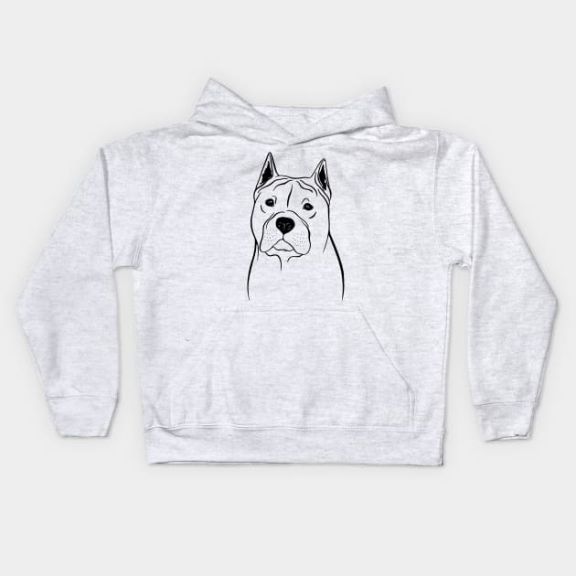 American Staffordshire Terrier (Black and White) Kids Hoodie by illucalliart